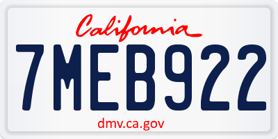 CA license plate 7MEB922