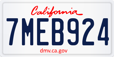 CA license plate 7MEB924