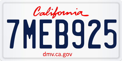 CA license plate 7MEB925