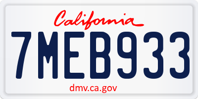 CA license plate 7MEB933