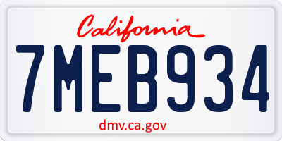 CA license plate 7MEB934