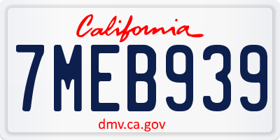 CA license plate 7MEB939