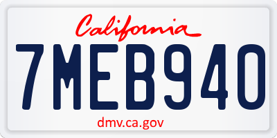 CA license plate 7MEB940