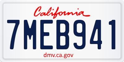 CA license plate 7MEB941
