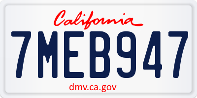 CA license plate 7MEB947