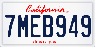 CA license plate 7MEB949