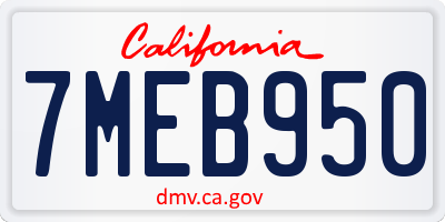 CA license plate 7MEB950