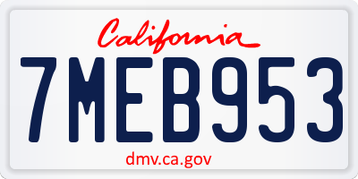 CA license plate 7MEB953