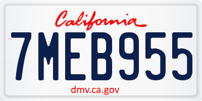 CA license plate 7MEB955