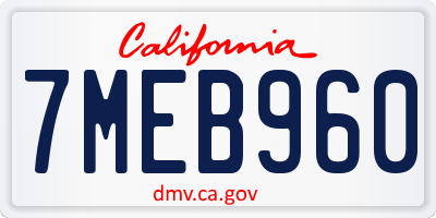 CA license plate 7MEB960