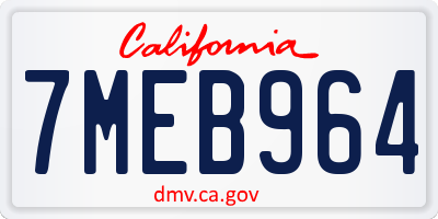 CA license plate 7MEB964