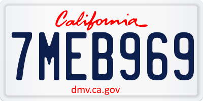 CA license plate 7MEB969