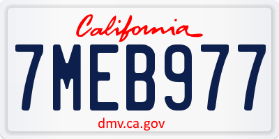 CA license plate 7MEB977