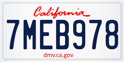 CA license plate 7MEB978