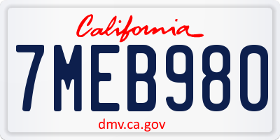 CA license plate 7MEB980