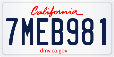 CA license plate 7MEB981