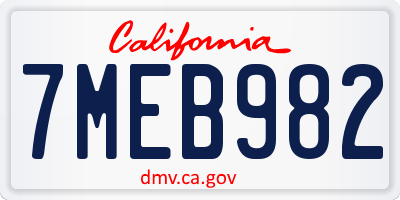 CA license plate 7MEB982