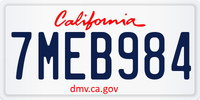 CA license plate 7MEB984