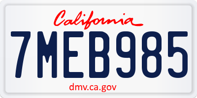 CA license plate 7MEB985