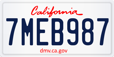 CA license plate 7MEB987