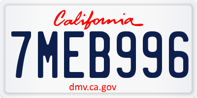 CA license plate 7MEB996