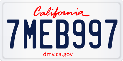 CA license plate 7MEB997