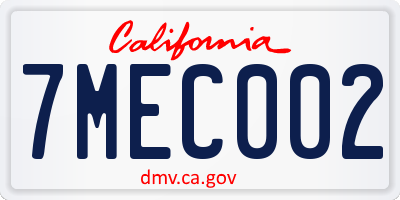 CA license plate 7MEC002