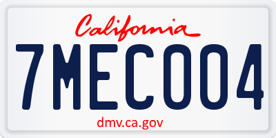 CA license plate 7MEC004