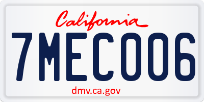 CA license plate 7MEC006