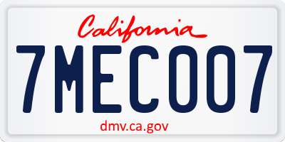 CA license plate 7MEC007