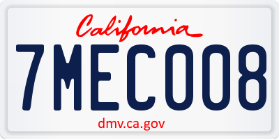 CA license plate 7MEC008