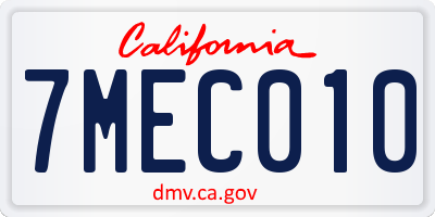 CA license plate 7MEC010
