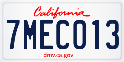 CA license plate 7MEC013