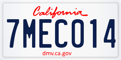 CA license plate 7MEC014
