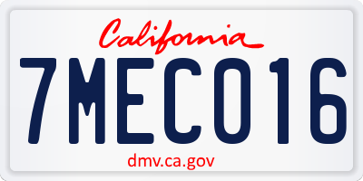 CA license plate 7MEC016