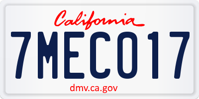 CA license plate 7MEC017