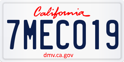 CA license plate 7MEC019