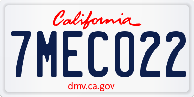 CA license plate 7MEC022