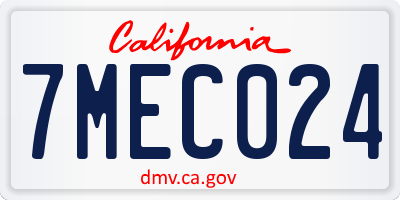 CA license plate 7MEC024