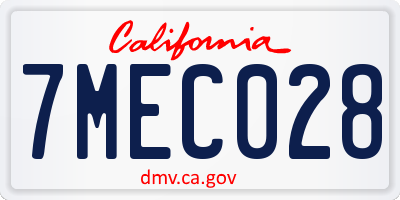CA license plate 7MEC028