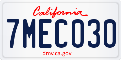 CA license plate 7MEC030