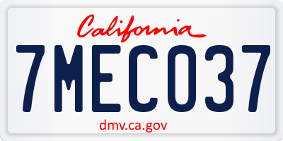 CA license plate 7MEC037
