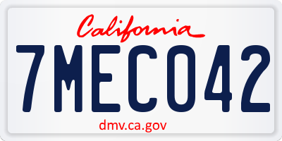 CA license plate 7MEC042