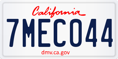 CA license plate 7MEC044