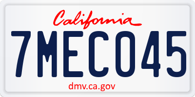 CA license plate 7MEC045