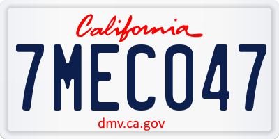CA license plate 7MEC047