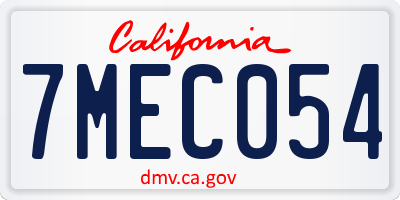CA license plate 7MEC054