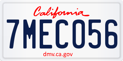 CA license plate 7MEC056