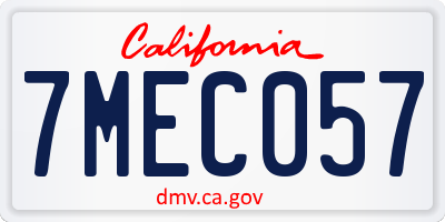 CA license plate 7MEC057