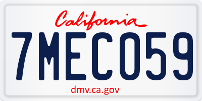 CA license plate 7MEC059